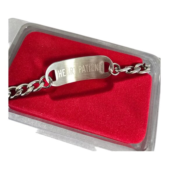NEW MedLine Heart Patient Medical Alert ID Bracelet 7.5" Stainless Steel - Picture 2 of 3